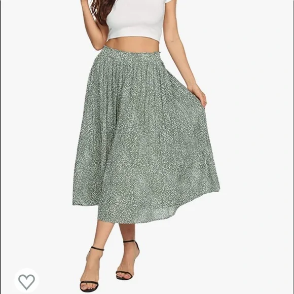 🎉HP🎉 ✨NEW Pleated Polka Dot Midi Skirt w/ Pockets - Boho Chic Style🌿 - Picture 15 of 15